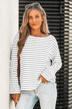 CUPSHE Clothing Elvan Round Neck Striped Tee