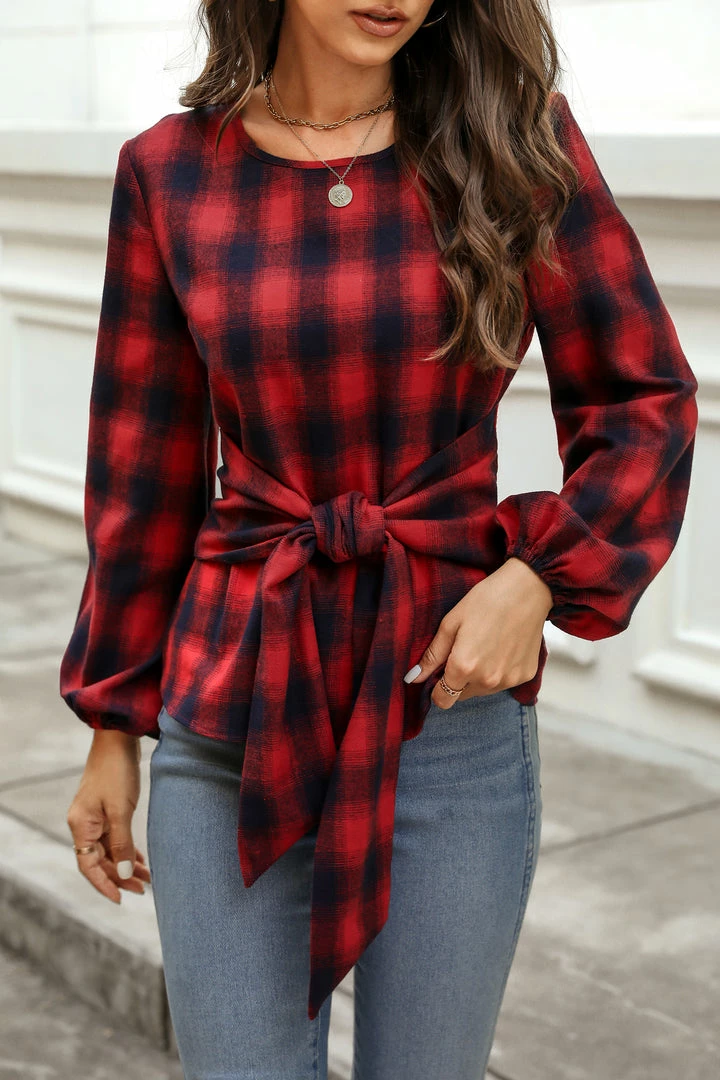 Best Pirce ๐ CUPSHE Clothing Helah Belted Buffalo Plaid Top โจ 6 CUPSHE Clothing Helah Belted Buffalo Plaid Top