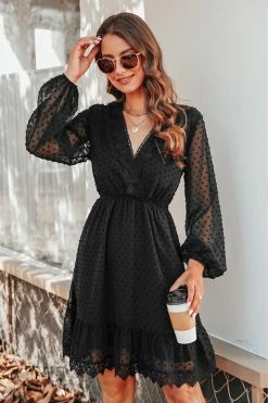 CUPSHE Clothing Nettie Clip Dot Lace Mini Dress