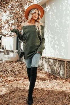 CUPSHE Moon Knight Ribbed Off-the-Shoulder Sweater Clothing