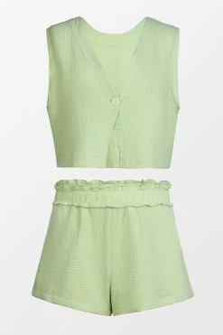 Budget ๐ CUPSHE Lyanna V-Neck Sleeveless Ruffle Matching Set Clothing โ๏ธ 12 CUPSHE Lyanna V-Neck Sleeveless Ruffle Matching Set Clothing