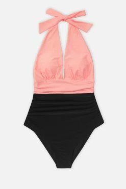 CUPSHE Christine Ruched Halter One Piece Swimsuit One Pieces