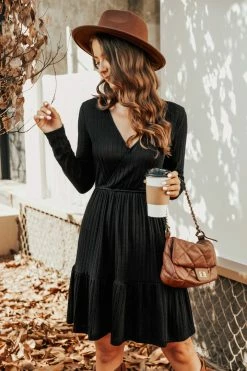 CUPSHE Clothing Magic Moments Ribbed V-Neck Mini Dress