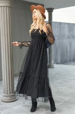 CUPSHE Neva Clip Dot Smocked Maxi Dress Clothing