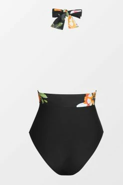 CUPSHE One Pieces Floral And Black Plunge Halter One-Piece Swimsuit