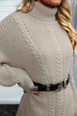 CUPSHE Clothing Heart Beat Turtleneck Kint Sweater Dress