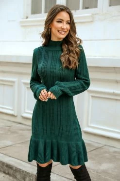 CUPSHE Clothing Agatha Ribbed Drop-Waist Sweater Dress