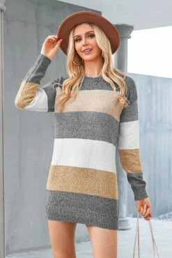 CUPSHE Clothing Lavada Striped Mini Sweater Dress