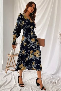 CUPSHE Clothing Romantic Vibes Floral Print Gigot Sleeve Dress