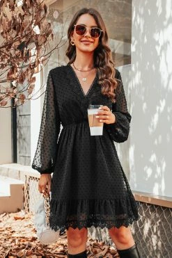 CUPSHE Clothing Nettie Clip Dot Lace Mini Dress