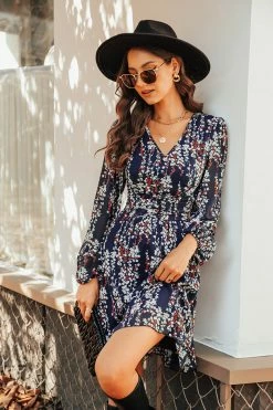 CUPSHE Cicely Ditsy Floral V-Neck Mini Dress Clothing