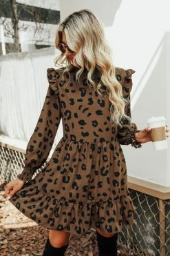 CUPSHE Bryanna Leopard Print Ruffled Dress