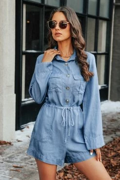CUPSHE Phaedra Denim Drawstring Romper