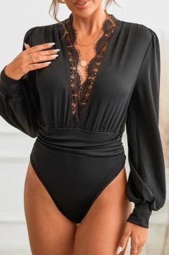 Promo ๐งจ CUPSHE Logan Plunging Lace Long Sleeve Bodysuit Clothing โ๏ธ 12 CUPSHE Logan Plunging Lace Long Sleeve Bodysuit Clothing