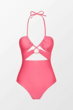 CUPSHE Vapor Wave Halter Tunneled Cutout One Piece Swimsuit One Pieces