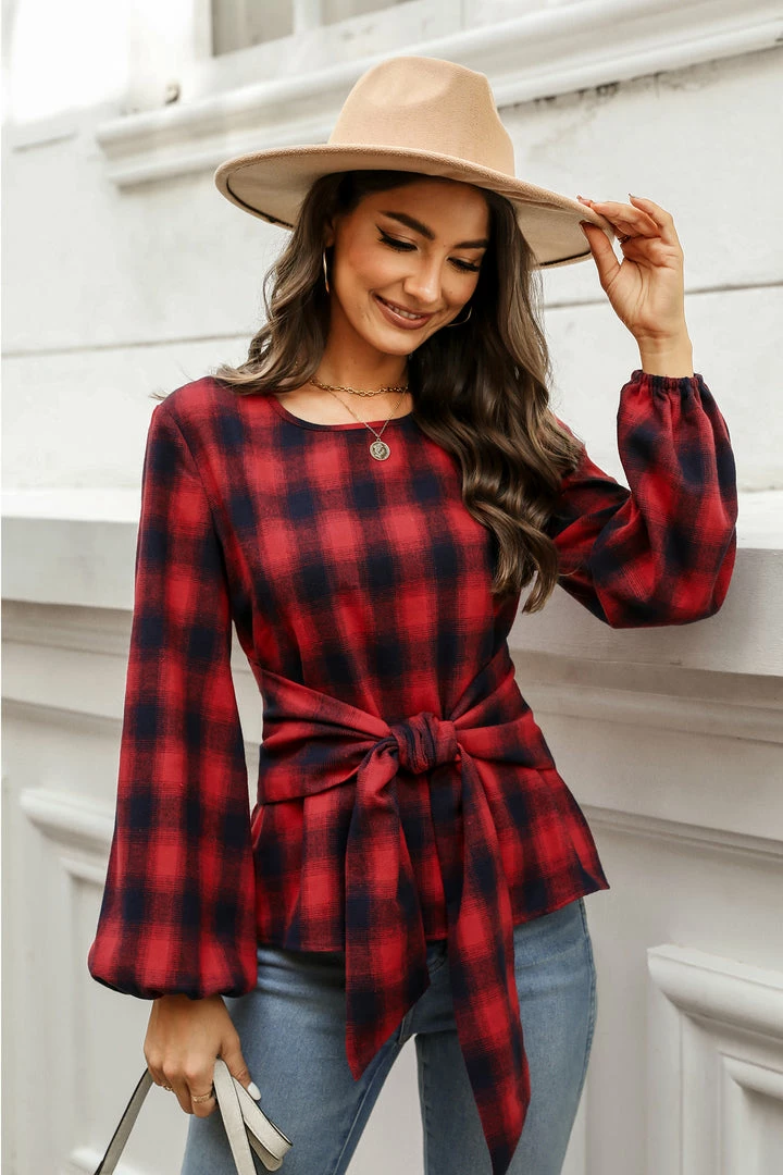 Best Pirce ๐ CUPSHE Clothing Helah Belted Buffalo Plaid Top โจ 7 CUPSHE Clothing Helah Belted Buffalo Plaid Top