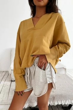 CUPSHE Kiwiberry Yellow Long Sleeve Hoodie Clothing