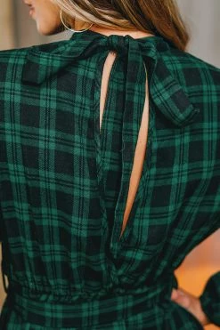 CUPSHE Abigai Belted Plaid Flounce Dress