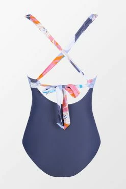 CUPSHE Deep Ocean Wrap Front Cutout Tummy Control One Piece Swimsuit