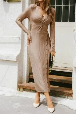 CUPSHE Feel The Flame Twist-Front Midi Dress Clothing