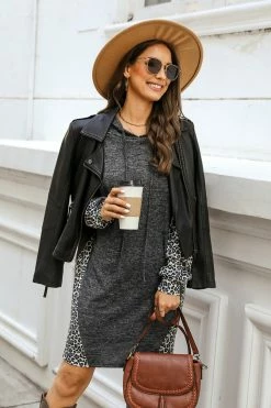 CUPSHE Clothing Glenna Leopard Print Drawstring Hoodie Dress