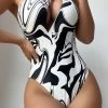 CUPSHE Wild Ronarce Marble Print One Piece Swimsuit One Pieces