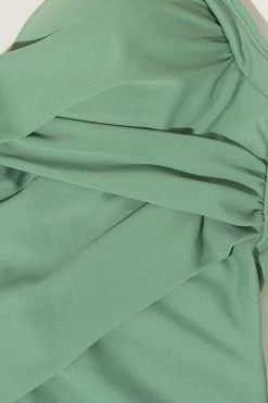 CUPSHE Forest Adventure Solid Wrap Front One Piece Swimsuit