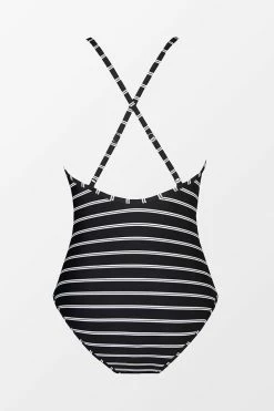 CUPSHE One Pieces Striped V-Neck Cross Back One Piece Swimsuit