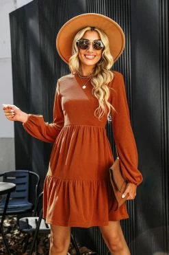 CUPSHE Bernadette Ribbed Tiered Mini Dress Clothing