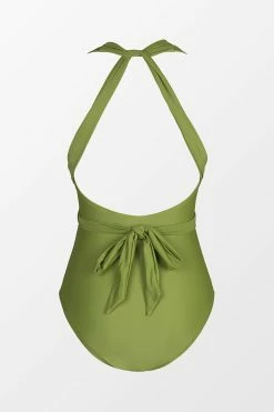 CUPSHE One Pieces Essential Space Plunge Back Tie Shirred One Piece Swimsuit