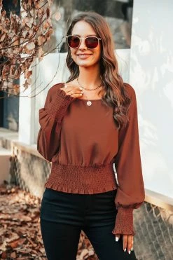 CUPSHE Eunice Smocked Bishop Sleeve Top Clothing