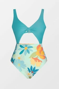 CUPSHE Road Trip Floral Print Twisted Cutout One Piece Swimsuit One Pieces