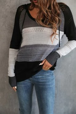 Deals π CUPSHE Caris Striped Drawstring Hood Sweater Clothing π 12 CUPSHE Caris Striped Drawstring Hood Sweater Clothing