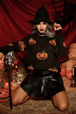 CUPSHE Witch Please Jack-O'-Lantern Oversized Sweater