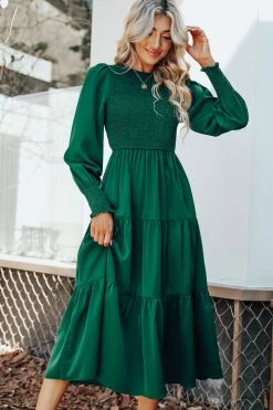 CUPSHE Clothing Anastasia Smocked Long Sleeve Maxi Dress
