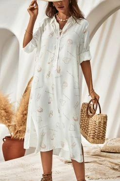 CUPSHE Clothing Gabriela Long Sleeve Loose Waisted Button Shirt Dress