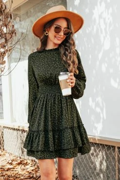 CUPSHE Cosette Leopard Tiered Flounce Dress Clothing