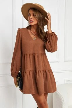 CUPSHE Bernadette V-Neck Tiered Mini Dress Clothing