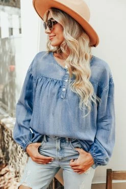 CUPSHE Nea Denim Ruched Shirt