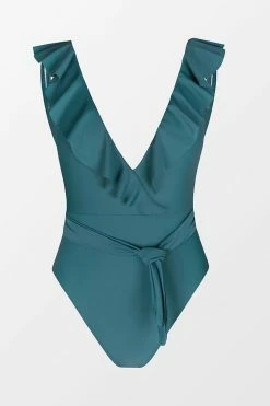 CUPSHE Luminescent Plunge Ruffled Belted One Piece Swimsuit
