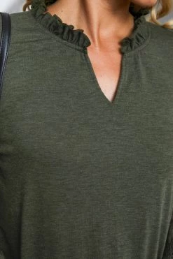 CUPSHE She Glows Split Neck Ruffled Top Clothing