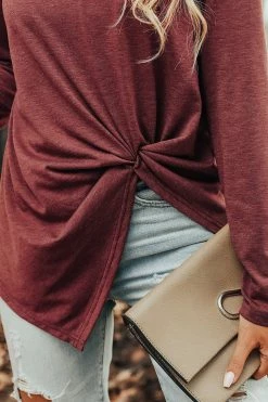 CUPSHE Oakleigh Twist-Front Slub Knit Tee Clothing