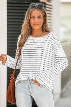 CUPSHE Clothing Elvan Round Neck Striped Tee