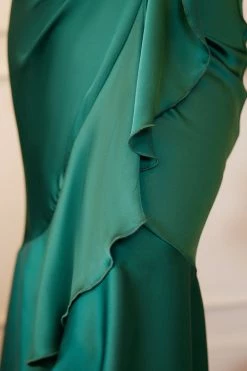 CUPSHE Clothing Holidaze Satin Flounce Wrap Dress