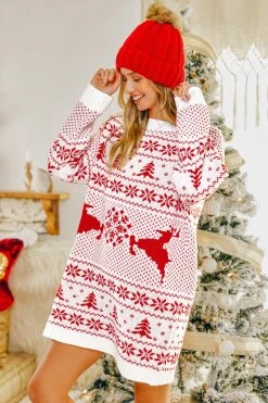 CUPSHE Clothing Dear Santa Fair Isle Sweater Dress
