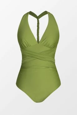 CUPSHE One Pieces Essential Space Plunge Back Tie Shirred One Piece Swimsuit