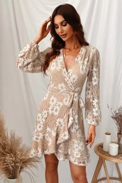 CUPSHE Clothing Terra Belted Tassel Bubble Sleeve Dress