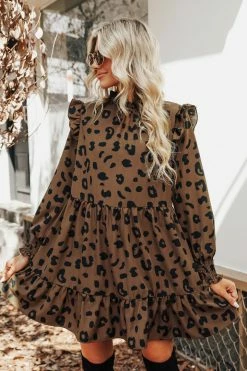 CUPSHE Bryanna Leopard Print Ruffled Dress