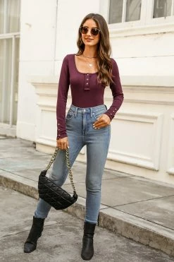 CUPSHE Clothing Carin Ribbed Henley Tee