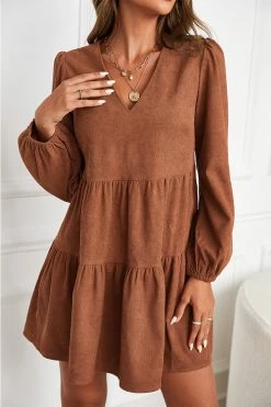 CUPSHE Bernadette V-Neck Tiered Mini Dress Clothing